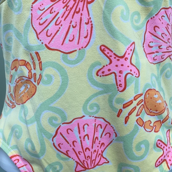 Lilly Pulitzer Sunrise Sandbar one piece yellow halter swimsuit - Picture 3 of 9